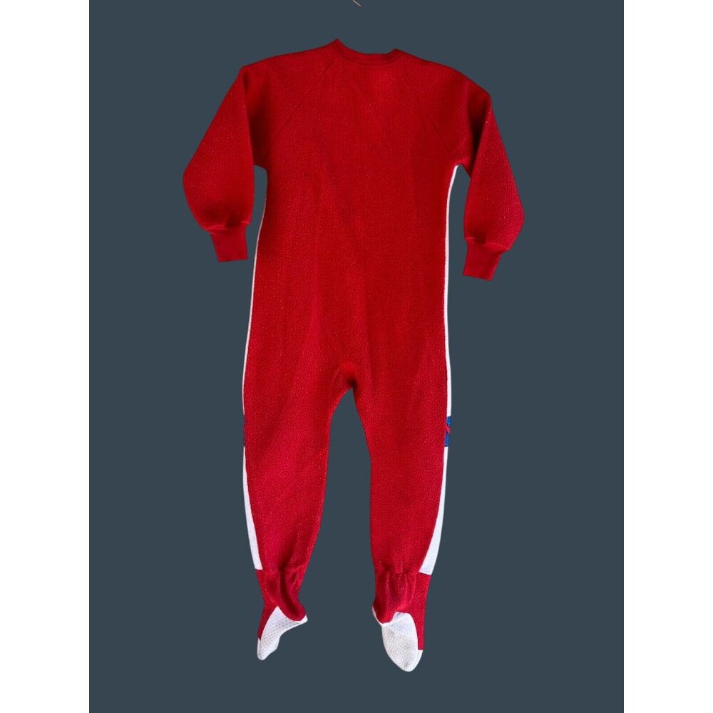 90s Disney Aladdin Fleece Pajamas Red Sleeper Suit Kids 6-8 Footsie Genie Read* - Picture 2 of 13